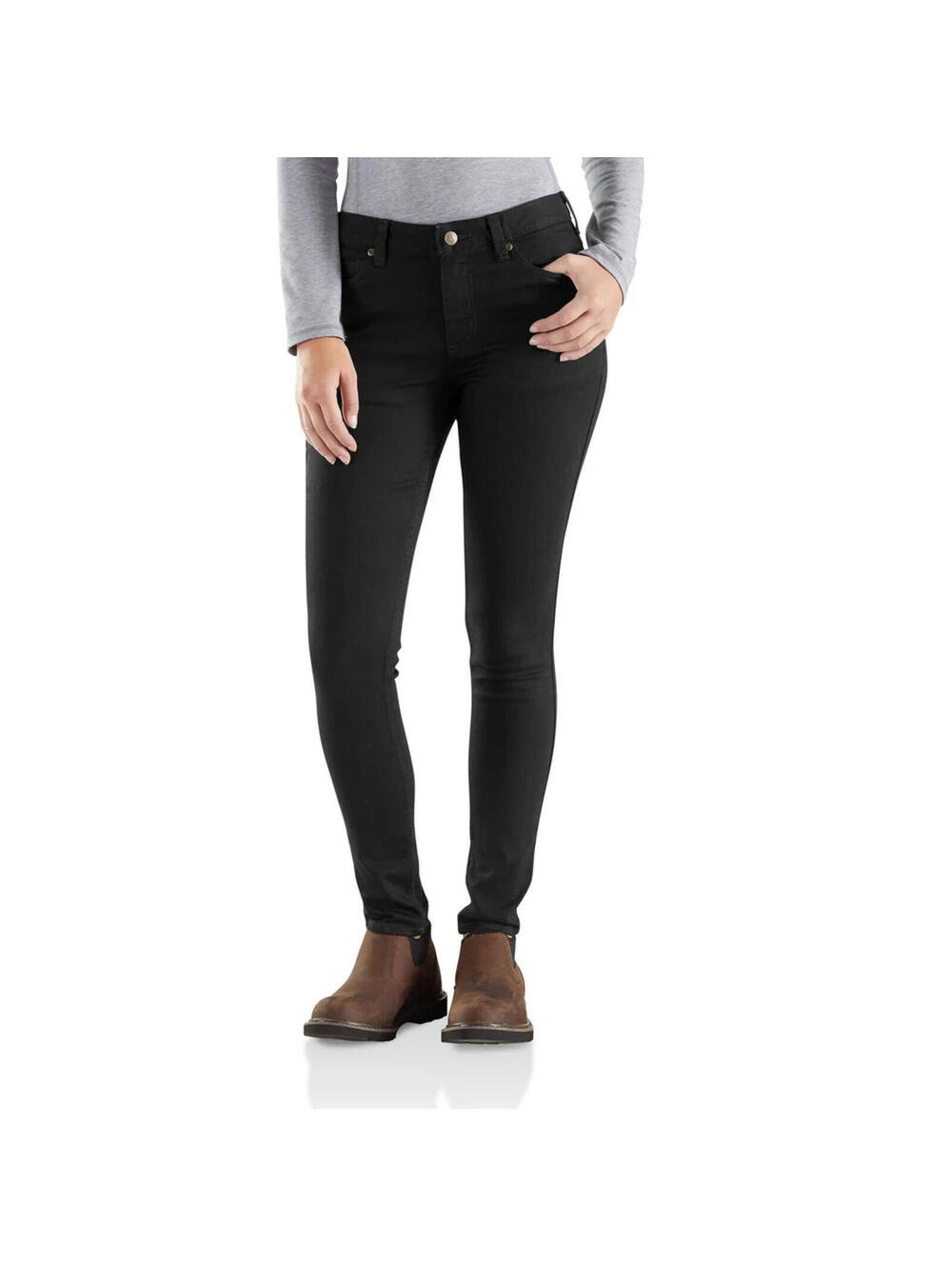 Carhartt Slim-Fit Layton Skinny Leg Jean Women's Black Denim Size 8 Reg - Picture 2 of 5
